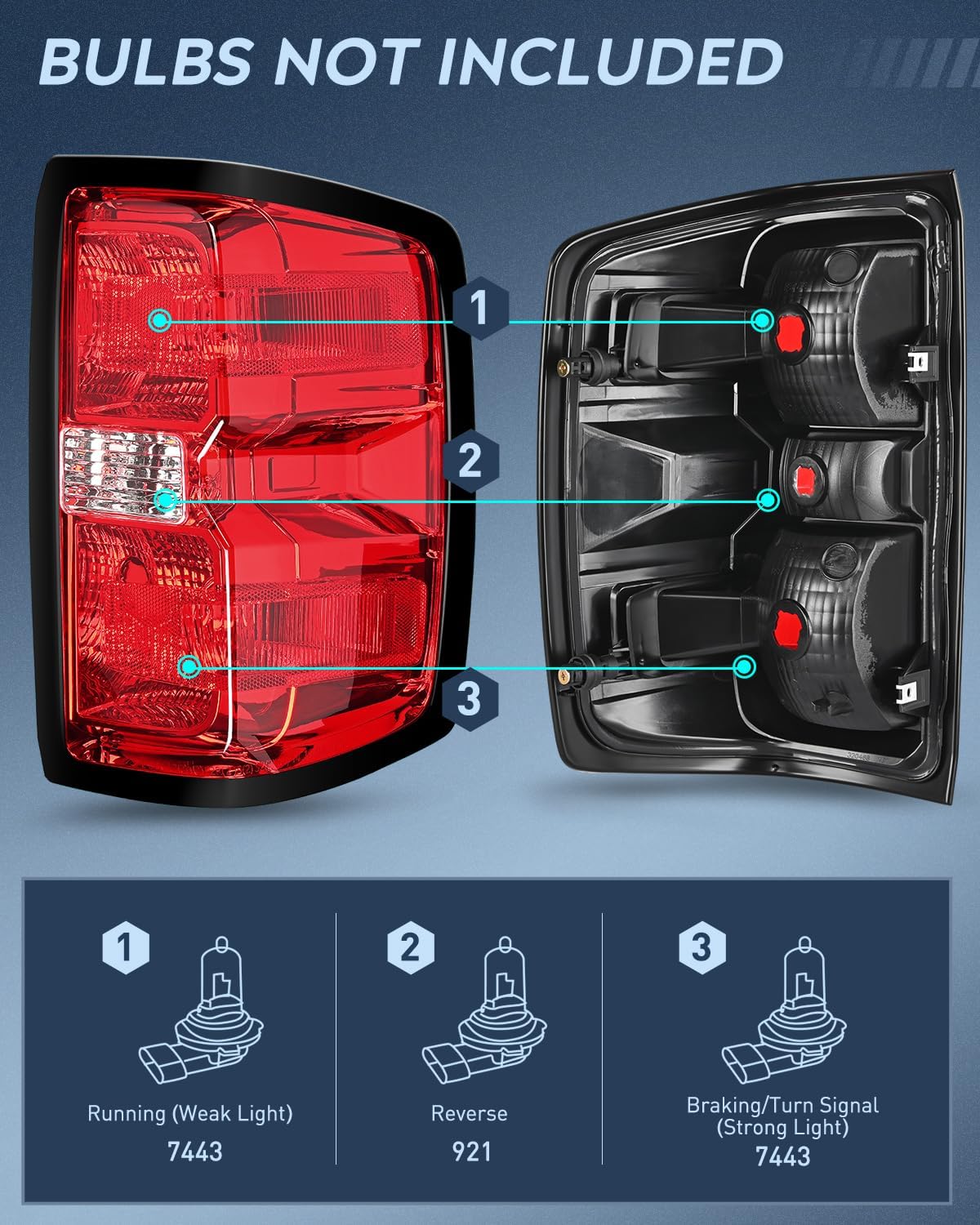 Nilight Taillight Assembly Compatible with 2014 2015 2016 2017 2018 2019 Chevy Silverado 1500 2500 HD 3500 HD 2015-2019 GMC Sierra 3500HD 2019 Silverado 1500LD OE Style Rear Lamp Replacement