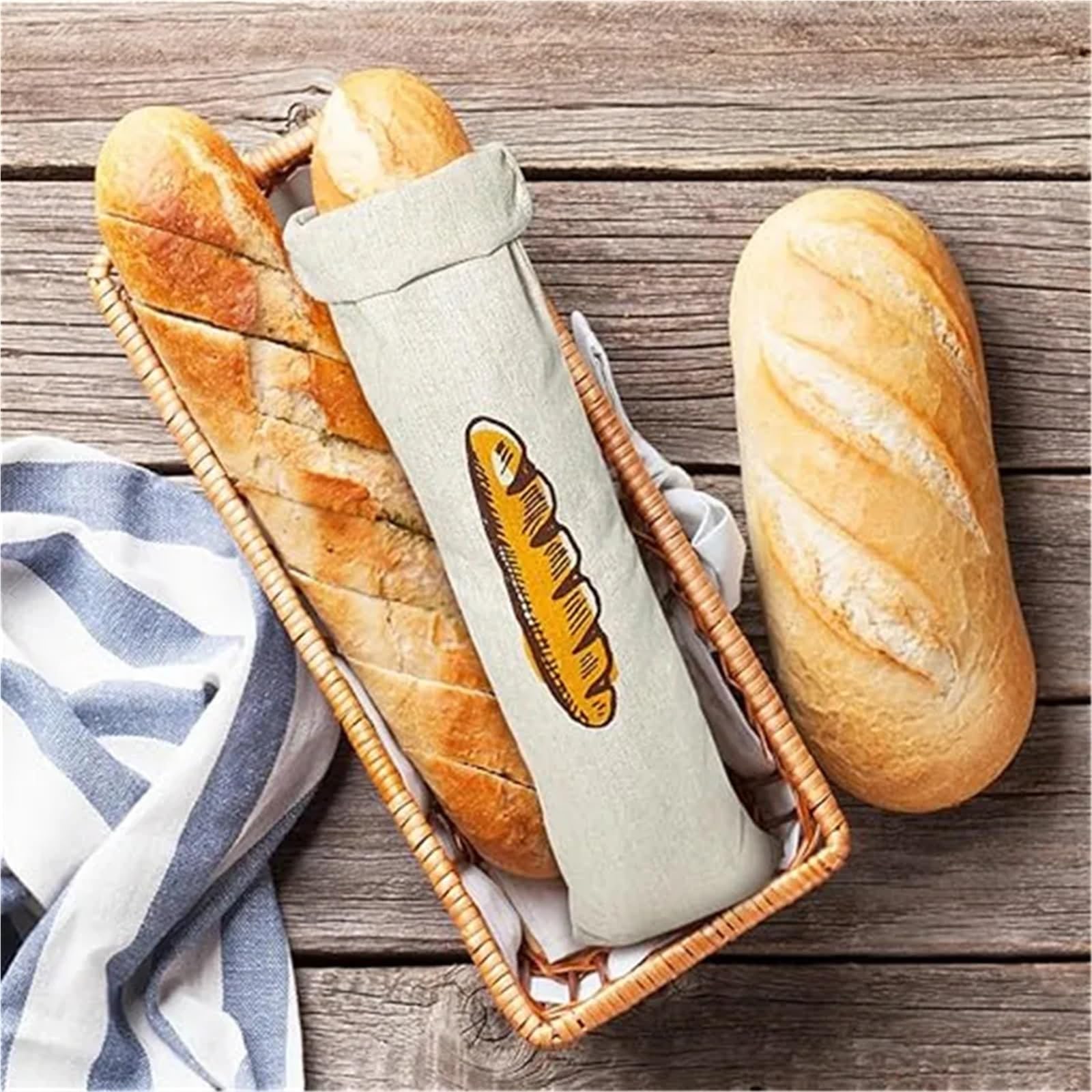 Bolsa grande de lino for pan, almacenamiento lavable, accesorios for alimentos
