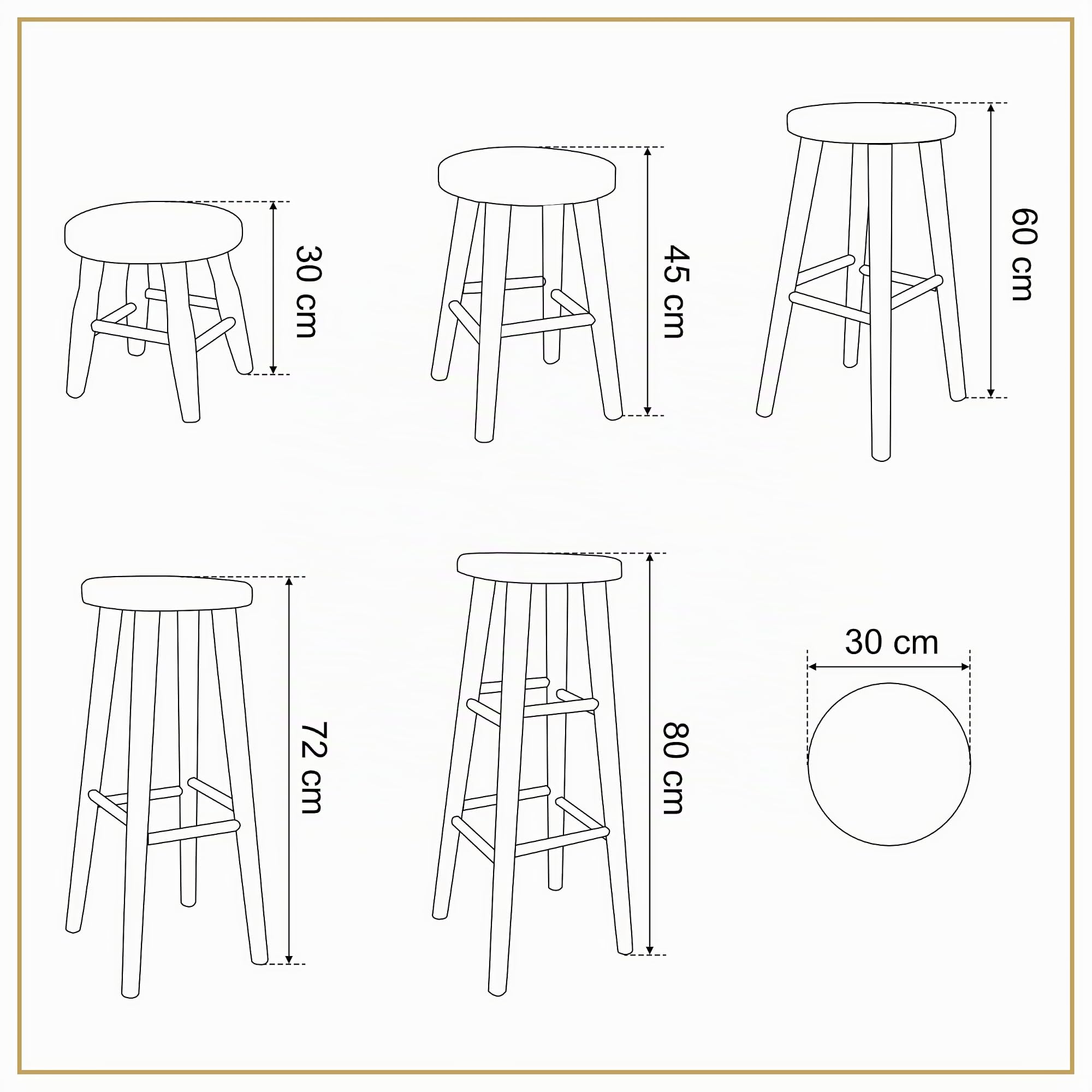 Magnetic Mobel Tabouret en Bois Solide Petit déjeuner pub Bar Cuisine Nouveau hêtre 60 cm (Brut)