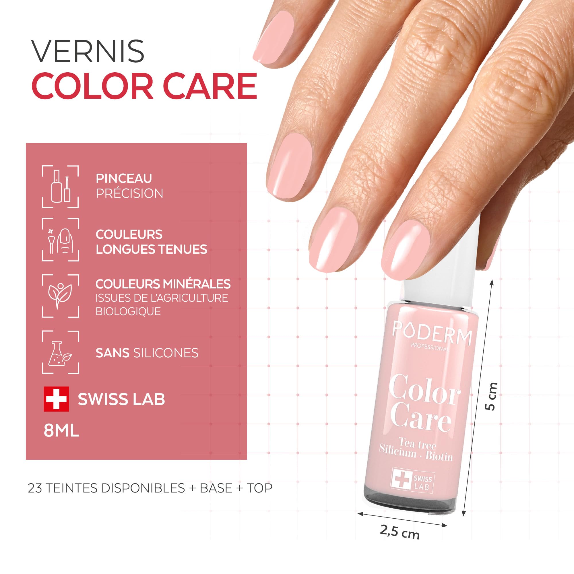 PODERM Sérum Mycose des Ongles + Vernis à Ongles Rose – Antifongique, Répare & Camoufle les Ongles Jaunis, pour des Ongles Visiblement Plus Sains | Développé par une Podologue | Swiss Made