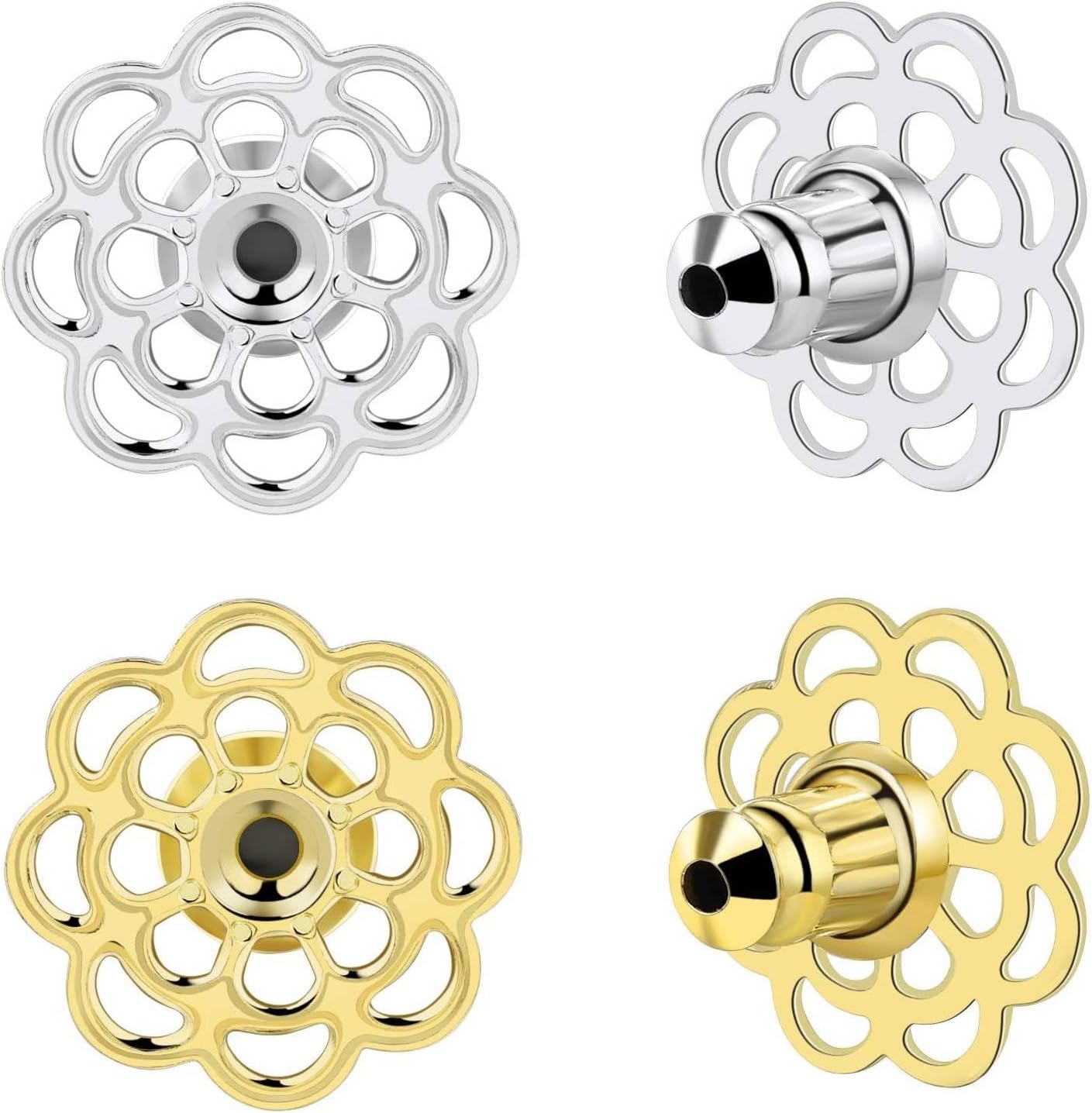 Earring Backs for Droopy Ears, 4PCS Flower Shape Earring Support Backs Replacements for Heavy Earrings Tight Locking Earring Backs for Studs Large Pierced Lifter Backings,Mixed Color