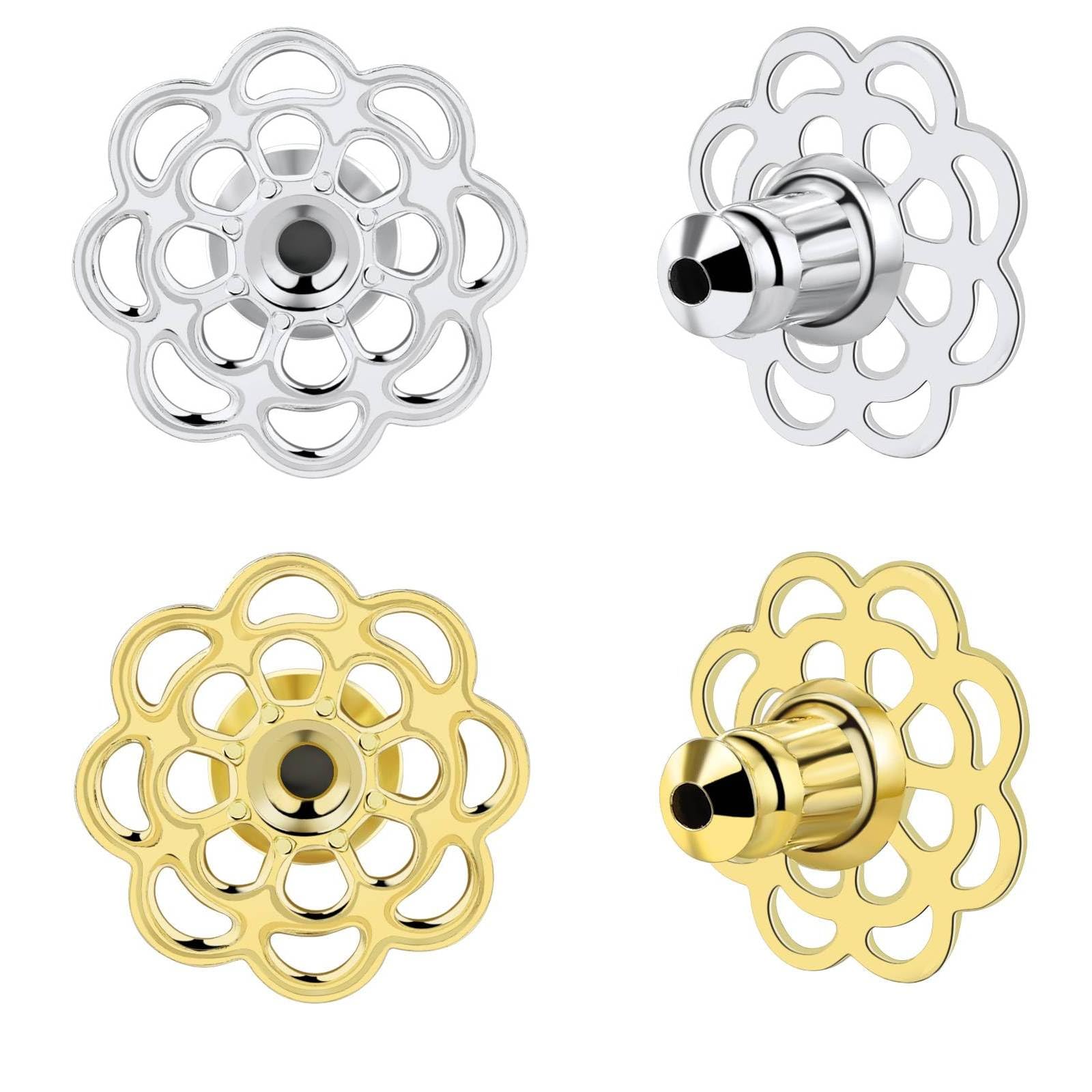 Earring Backs for Droopy Ears, 4PCS Flower Shape Earring Support Backs Replacements for Heavy Earrings Tight Locking Earring Backs for Studs Large Pierced Lifter Backings,Mixed Color