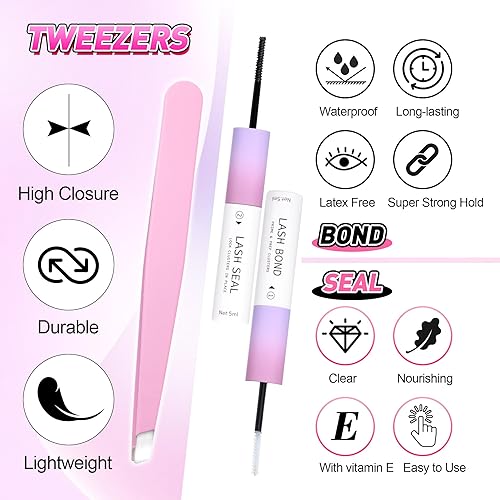 Miniatura 3 de Kit de extensiones de pestañas para bricolaje, 240 unidades de racimos de pestañas, kit de extensiones de pestañas individuales rizadas DD naturales