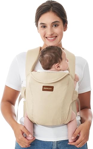 Momcozy Portabebés para Recién Nacidos desde el Nacimiento, con Soporte para Cuello, Ergonómico, Ligero y Seguro, 3-11 kg, CB002 Mochila portabebé