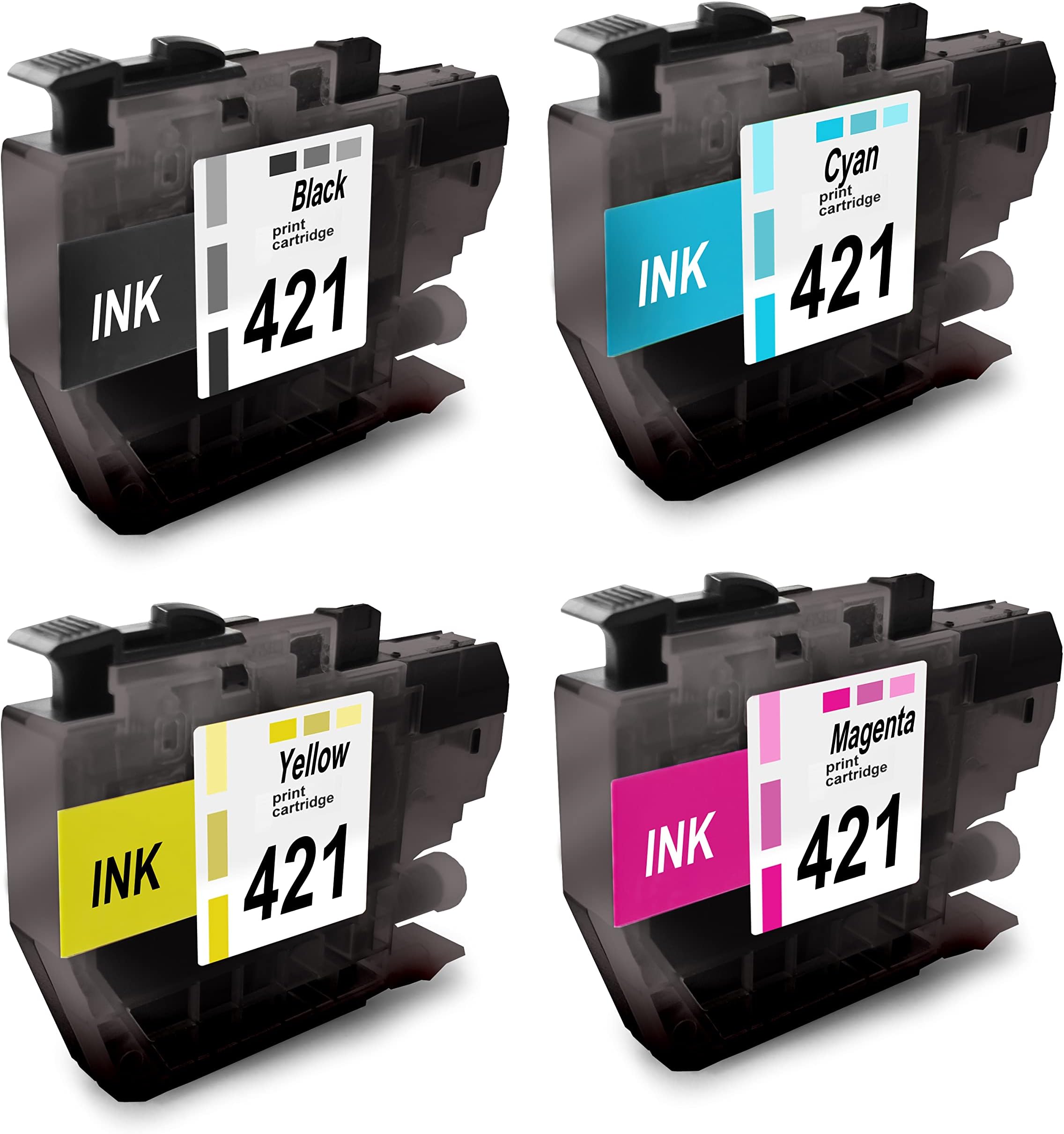 EurotoneLC421XL Ink Cartridges Compatible with Brother LC 421 XLVAL Replaces DCP-J 1050 DW DCP-J 1140 DW DCP-J 1800 DW MFC-J 1010 DW Value Pack of 4