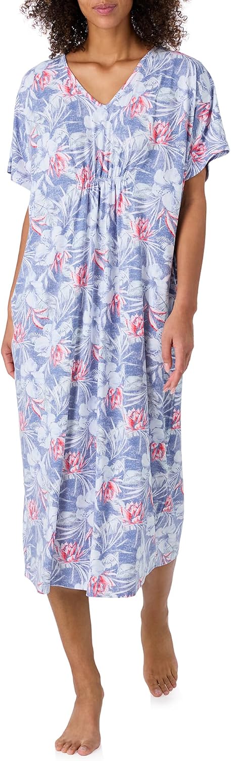 Tommy Bahama - Women's Midi Caftan, Dolman Sleeve Stretch Jersey Caftan with Pockets for Sleep or Lounge