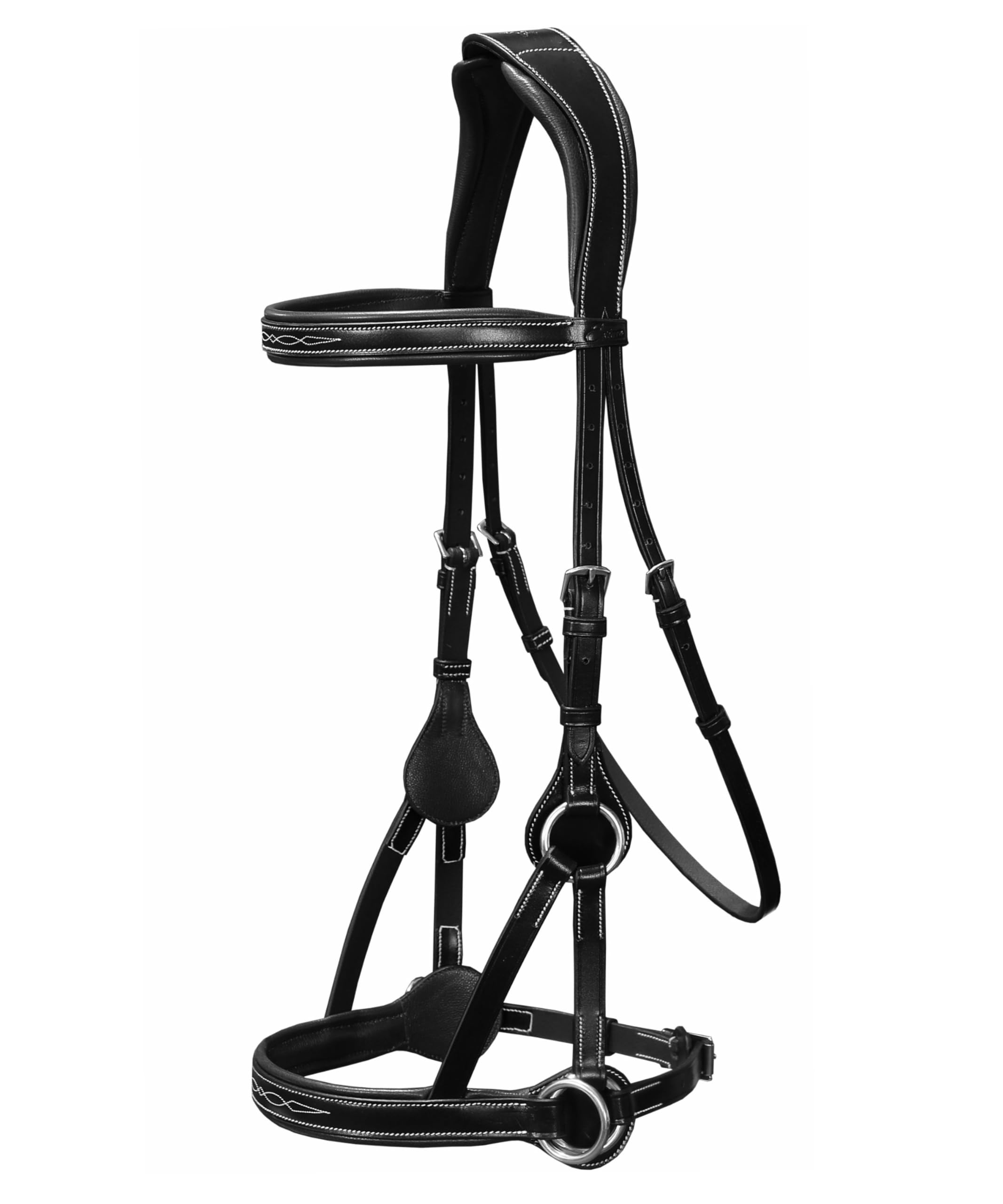Exion 'Astra' Sidepull Bridle with Rubber Reins (Black, Full)