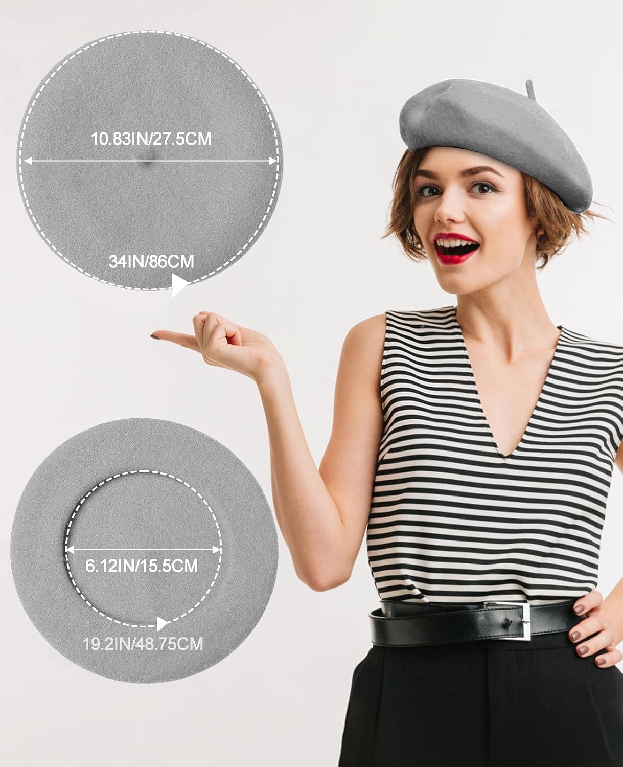 Wool Berets for Women - Classic French Beret Hats for Women and Kids, Solid Color Artist Style - Image 5