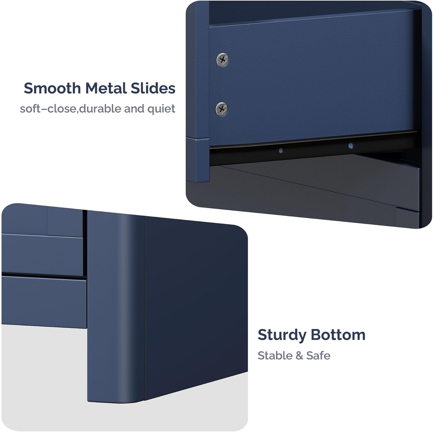 Farmhouse 7 Drawer Dresser for Bedroom, 47" Wide Modern Chest of Drawers with Metal Handle, Wooden Storage Dressers Organizer for Bedroom, Living Room, Hallway - Navy Blue