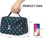 Yeiotsy Travel Cosmetic Bag for Women – Polka Dot Makeup Bag Organizer & Hanging Toiletry Bag (Navy Blue)
