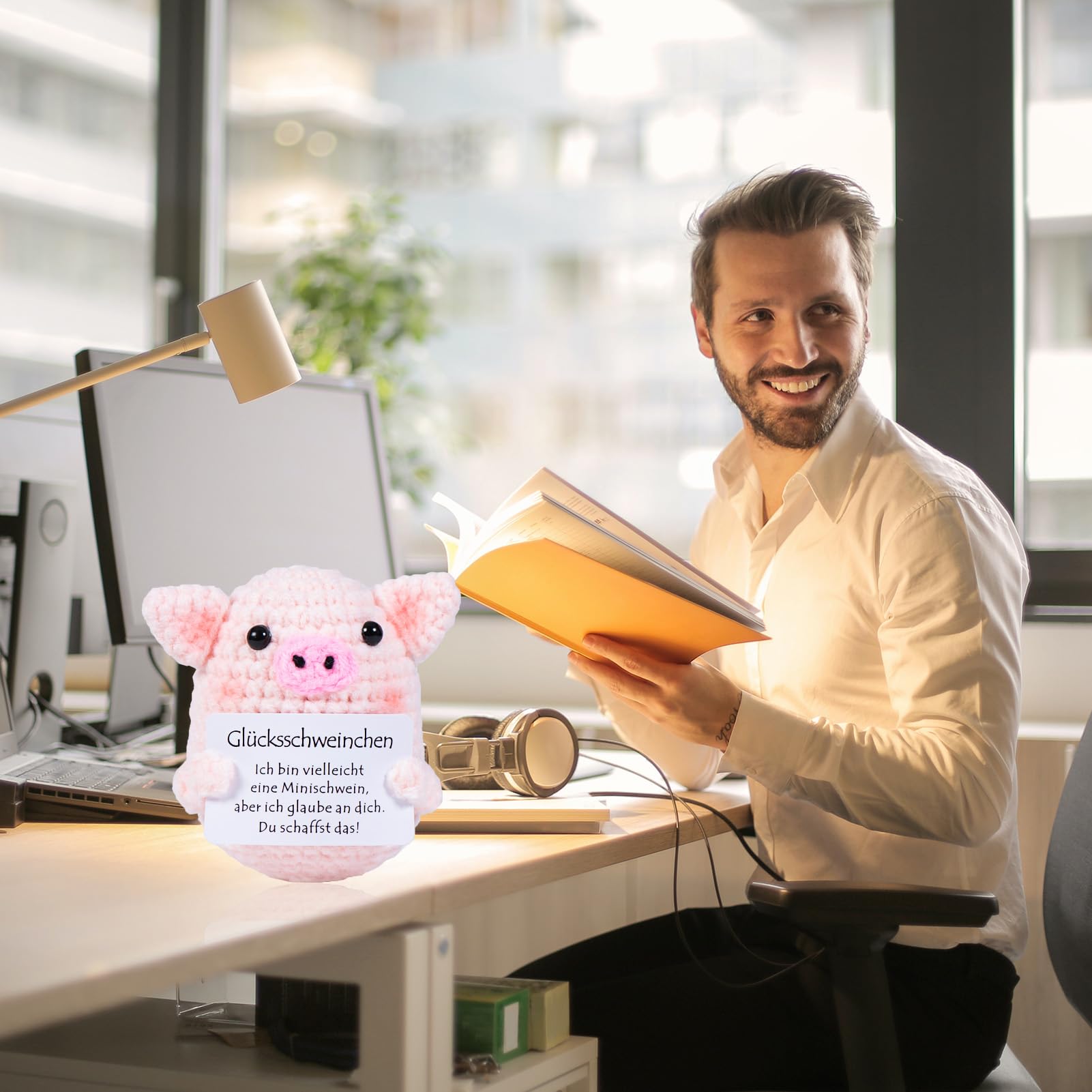 XBOCMY Pocket Hug - Porcellino portafortuna, in lana lavorata a maglia, mini bambola di maialino positivo, ricambio per patate positive e buon miglioramento, regalo portafortuna