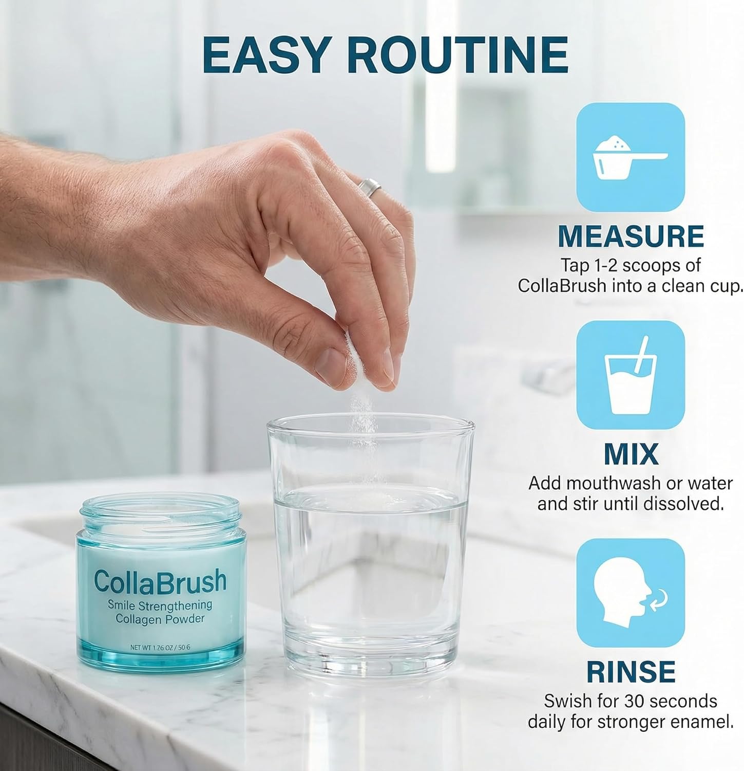 Collabrush Collagen Powder, Collagen+Hydroxyapatite Gum Toothpaste Care Powder, Smile Strengthening CollagenPowder, Protect Gum & Enamel Care - Image 4