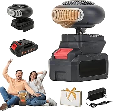 Battery Powered Heater, Portable Battery Operated Heater, Cordless Battery Operated Heaters for Car/Camping/Office/Outdoor/Indoor, 1500mah Battery Operated Space Heaters with 15-cell battery