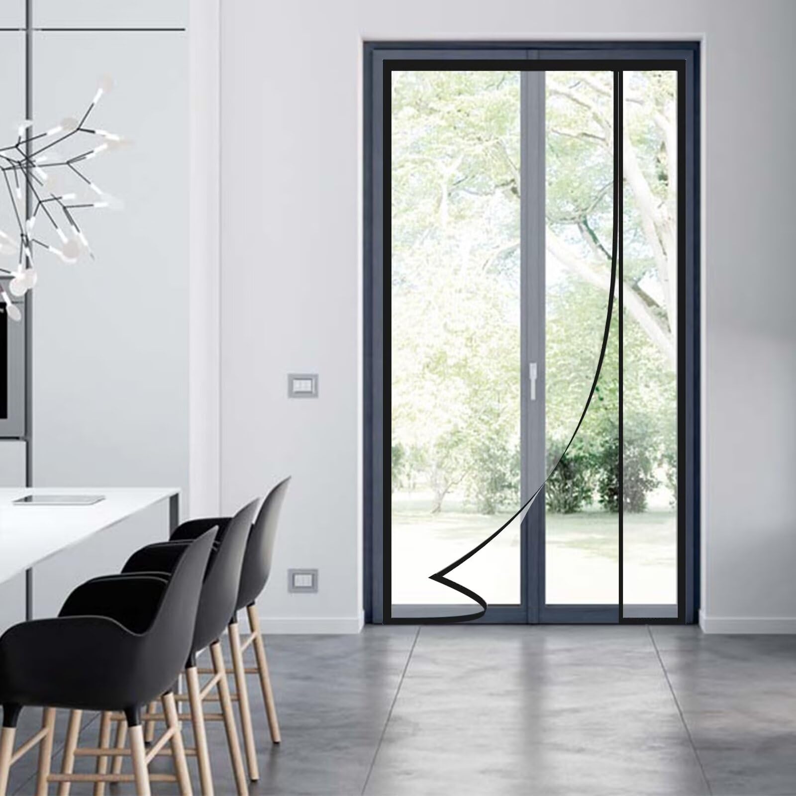 Magnet Wärmeschutzvorhang Tür Transparent 90x235cm,Reversible Linke Oder Rechte Seitenöffnung,Thermo Türvorhang,Isolier Schutz Vorhang,Selbstschließend,Haustierfreundlich,Wasserdicht,Schwarz