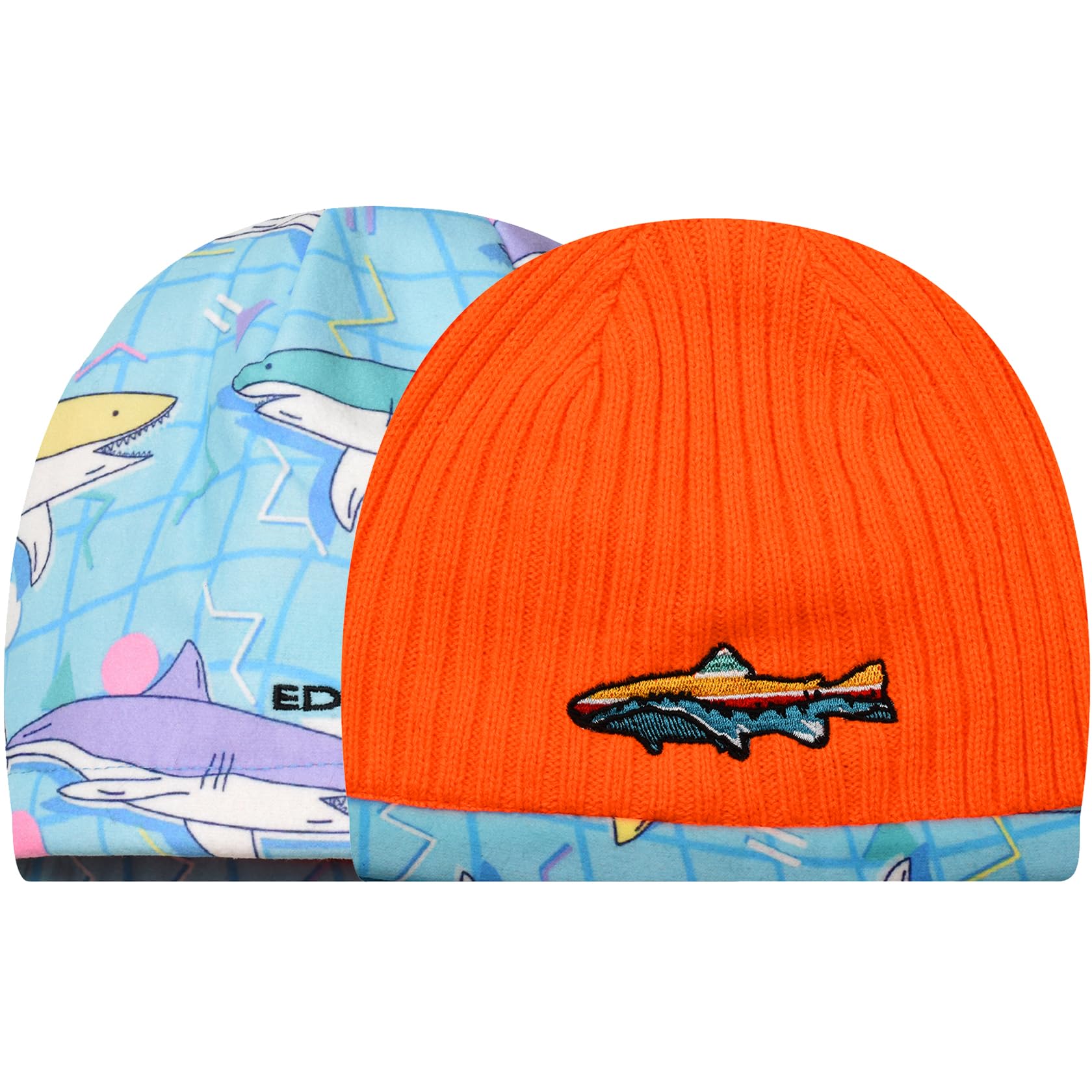 EDTREK Kids Reversible Tech Beanie Hat - Boys Girls Windproof Fleece Winter Hat Country Beanie