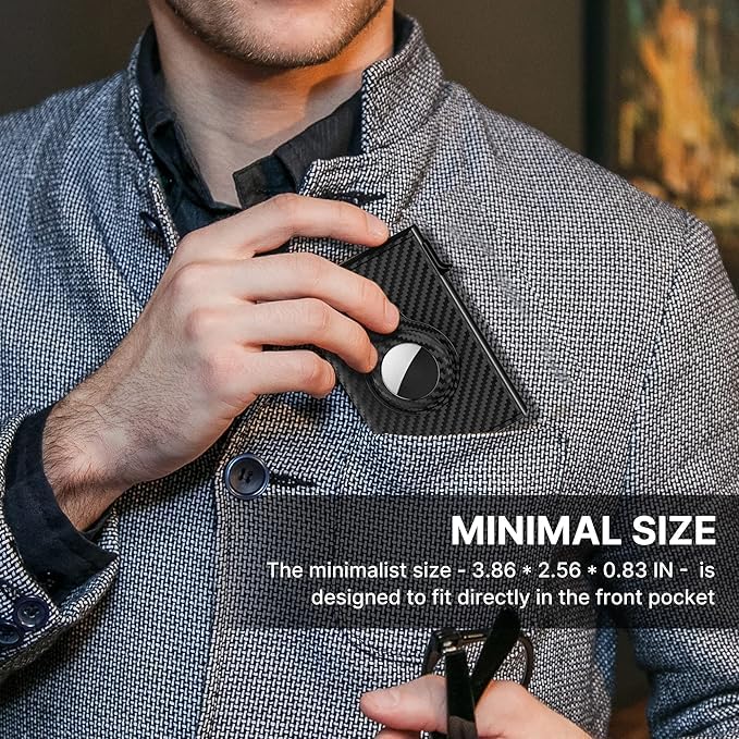 Stache's Mens Black Air Tag Leather Slim Tri Fold with Card Holder4