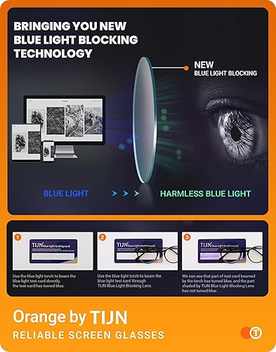 Miniatura 3 de TIJN Lentes de bloqueo de luz azul, lentes de filtro de luz azul para computadorajuegospantalla para mujeres y hombres, marco de metal de gran tamaño