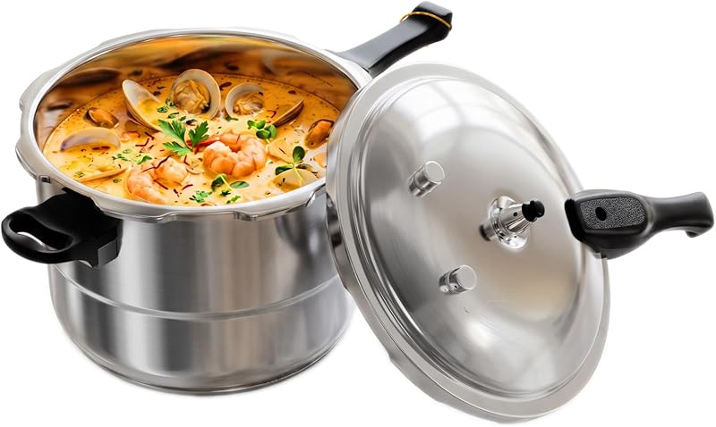 WantJoin 4QT Aluminum Pressure Cooker w/Release Valve & Multiple Protective Devices,Pressure Canner Compatible with Gas & Induction Cooker,Canner Rack Included