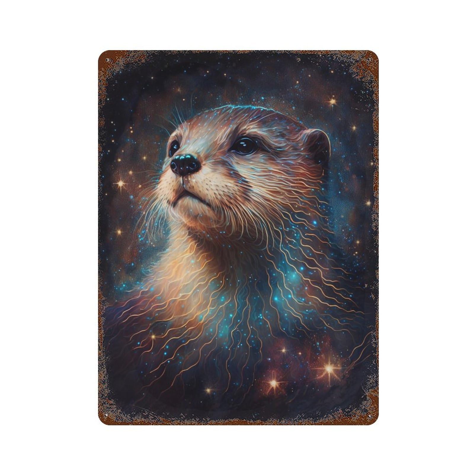Galactic Otter Majesty -2 Retro Metal Sign 15.7"x11.8", Novelty Wall Decor for Farmhouse, Kitchen And Entryway Decor