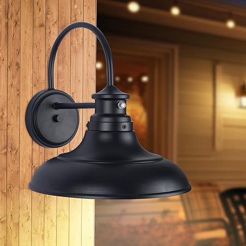 Miniatura 2 de Luces LED de granero para exteriores del atardecer al amanecer, 2 paquetes de luces exteriores de cuello de cisne de granja, montaje en pared, luces