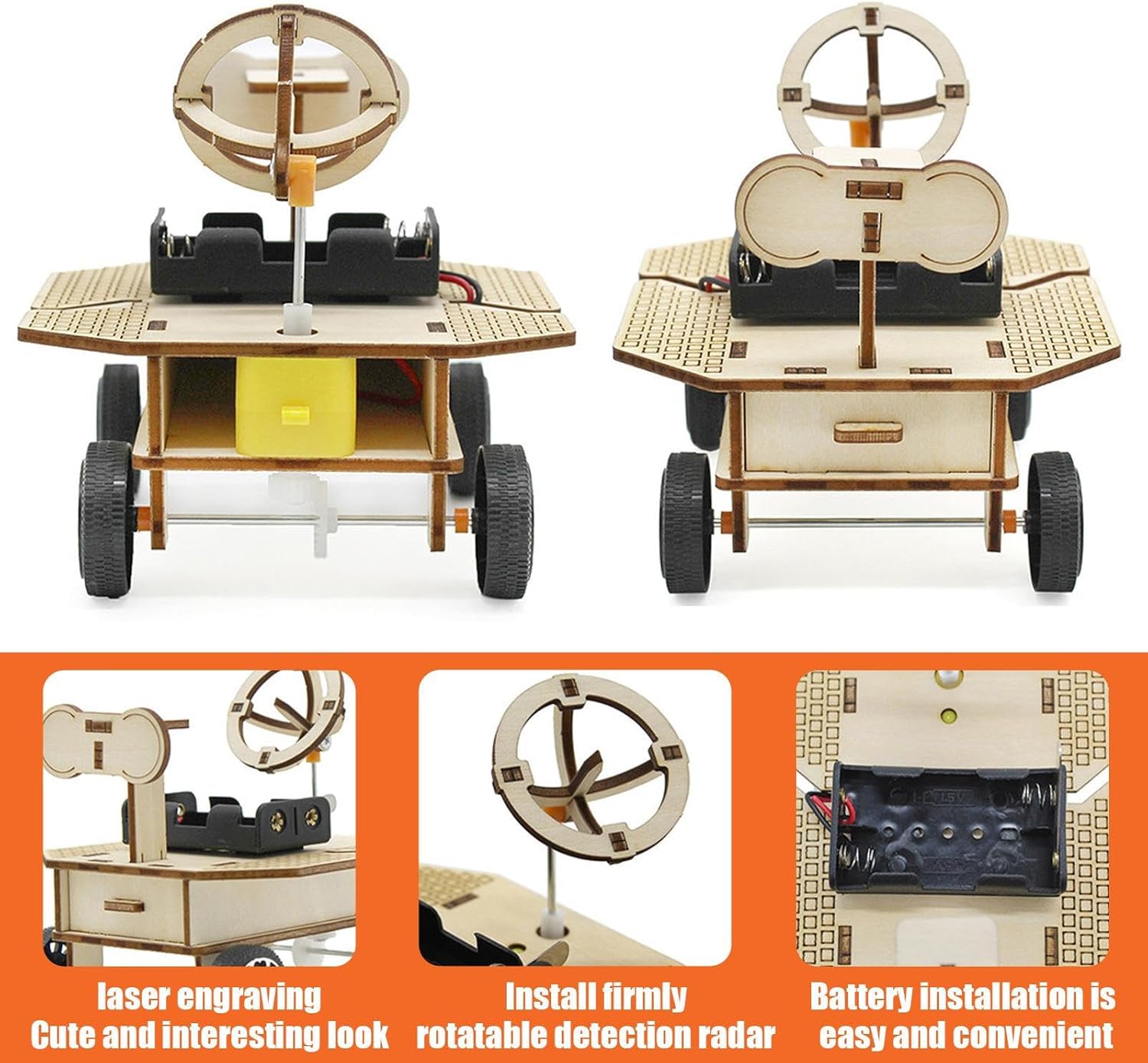 Genérico Mars Rover Model, 3D Mars Rover, DIY – Rotatable Radar Mechanical Model Toy for Classrooms, Living Room, Bedroom, Children's Room, Kindergarten