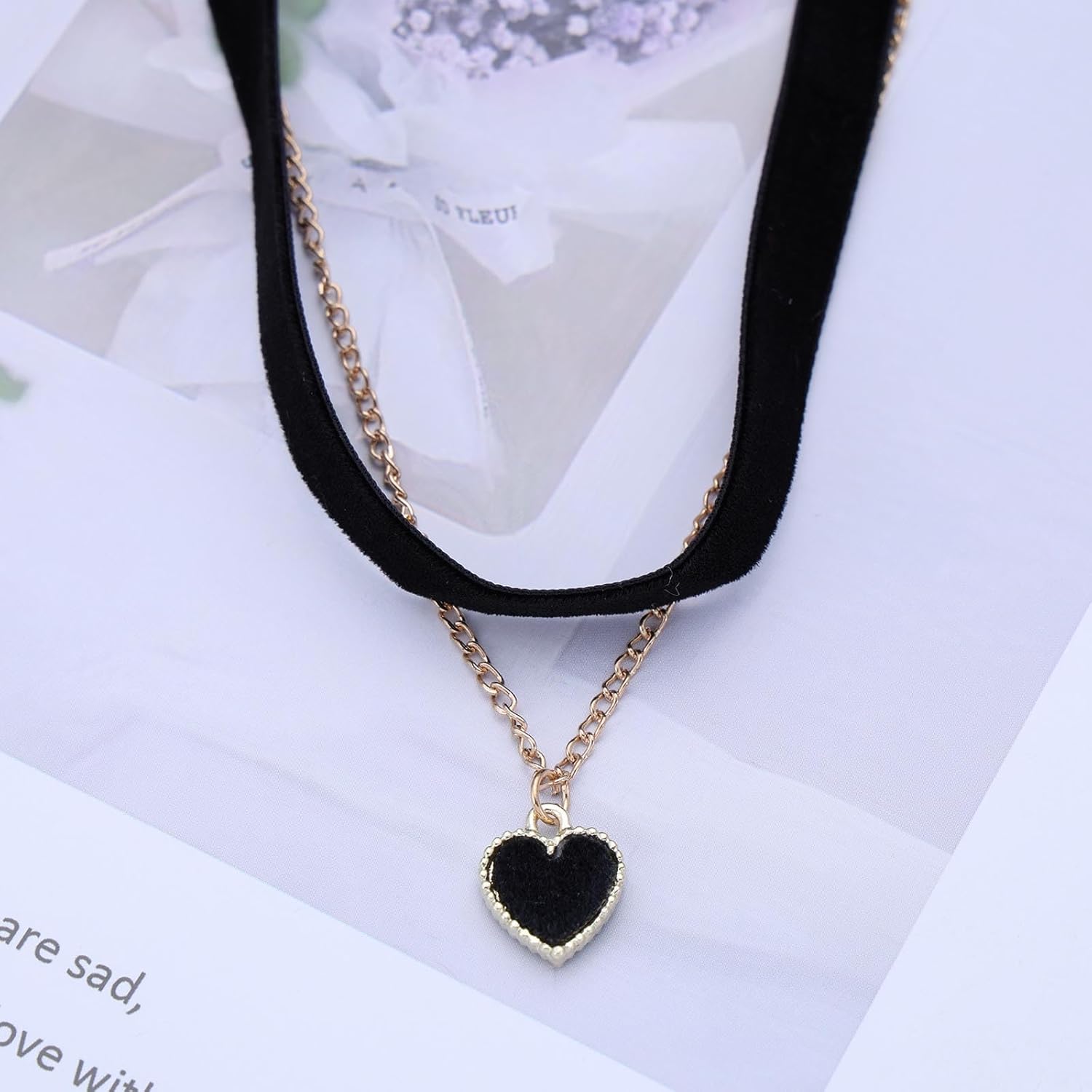 Bohemian Velvet Ribbon Heart Necklace Red Enamel Heart Pendant Necklace Red Suede Choker Necklace Red Heart Leather Collar Necklace Jewelry for Women - Image 3