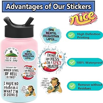 50 Funny Stickers for Adults,Snarky Meme Prank Meme Dirty Hilarious Sticker Pack for Laptop, Hard Hat, Work, Water Bottles, Computers, Vinyl Waterproof Decals (Funny Meme)