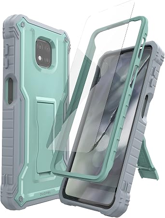 for Motorola Moto G Power 2021 Case, Military Grade Protection Shockproof Case with Tempered Glass HD Screen Protector and Kickstand Compatible with Moto G Power 2021 Phone 6.6 Inch Green