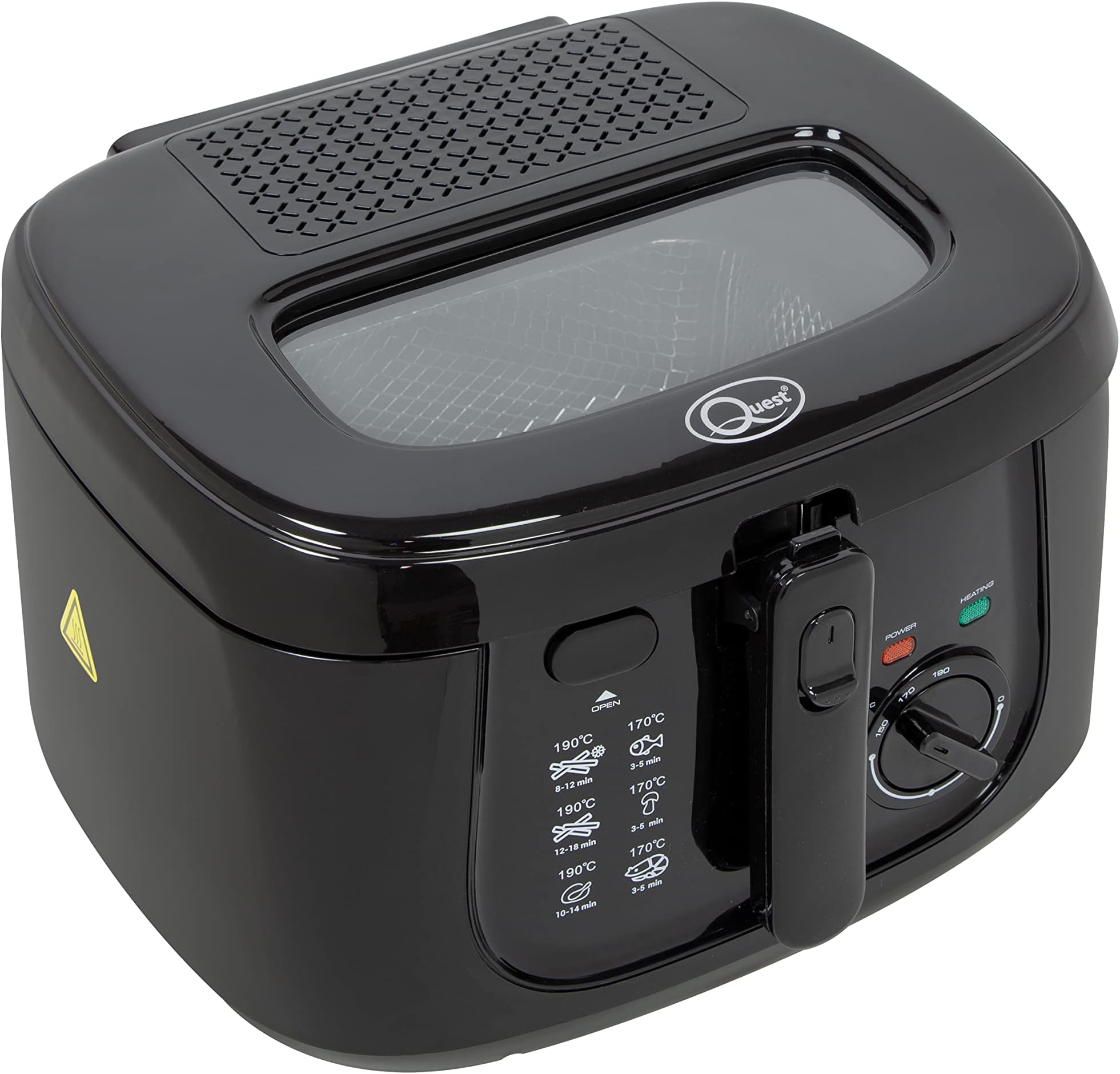 Quest 2.5 Litre Deep Fat Fryer, Removable Lid with Viewing Window, Deep Fryer for Chicken, Chips & More, Serves 1-3, Dishwasher Safe Removable Oil Container, 1800W (35239)