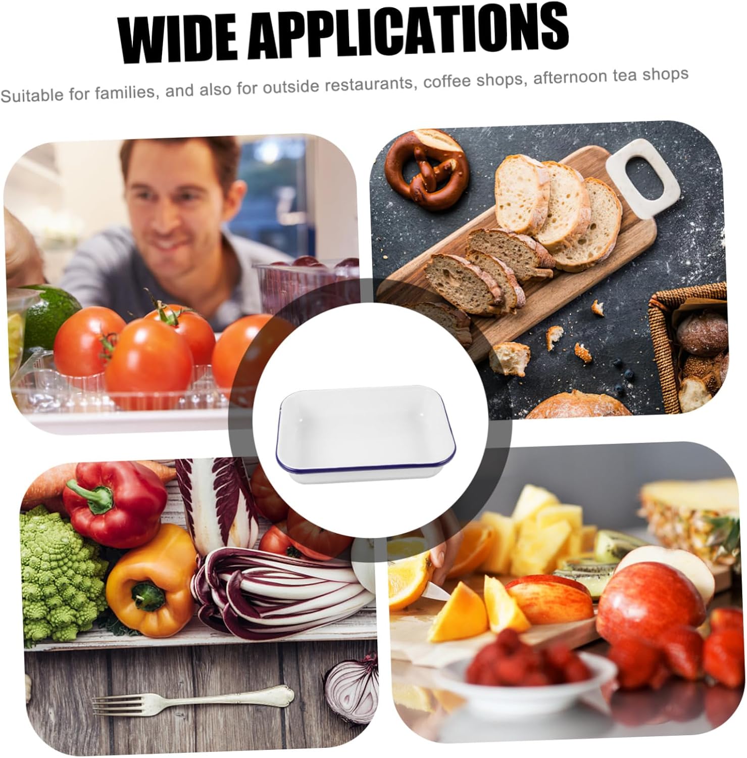 DOITOOL Enamel Baking Tray Safe Professional Enamel Pan for Baking, Roasting, and Food Storage in Kitchen