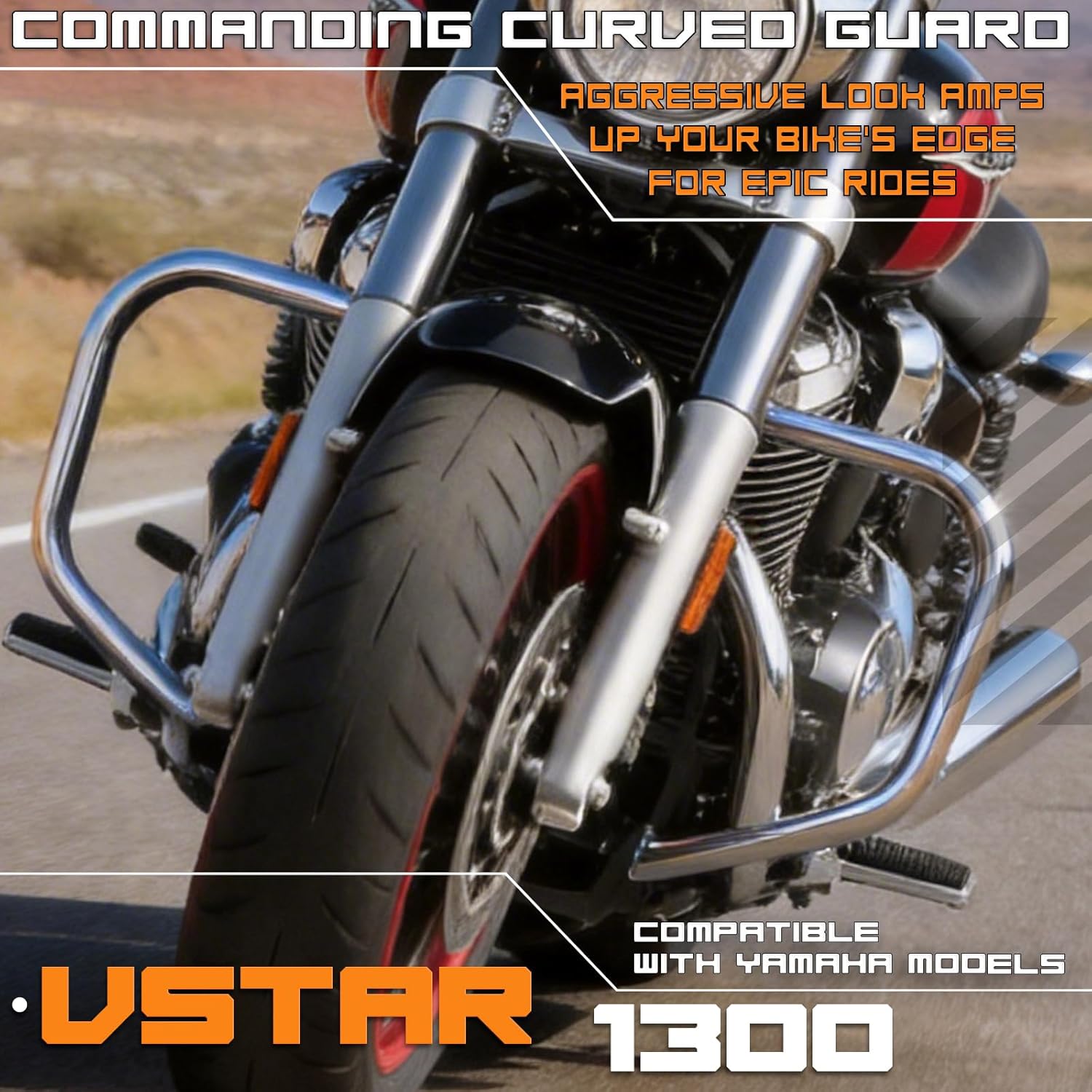 Crash Bar Classic Engine Guard Highway Bar Compatible with Yamaha XVS V-Star Vstar 1300 Deluxe Tourer (Chrome)