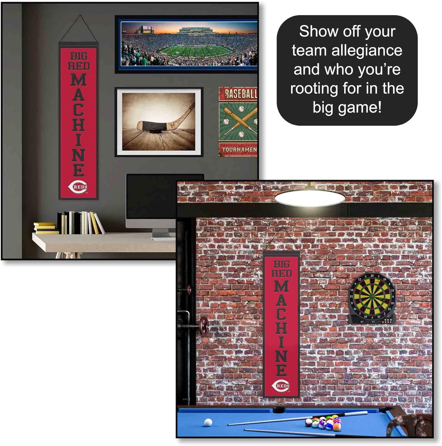 WinCraft Cincinnati Reds Big Red Machine 8x32 Inch Vertical Wool Embroidered Hanging Banner