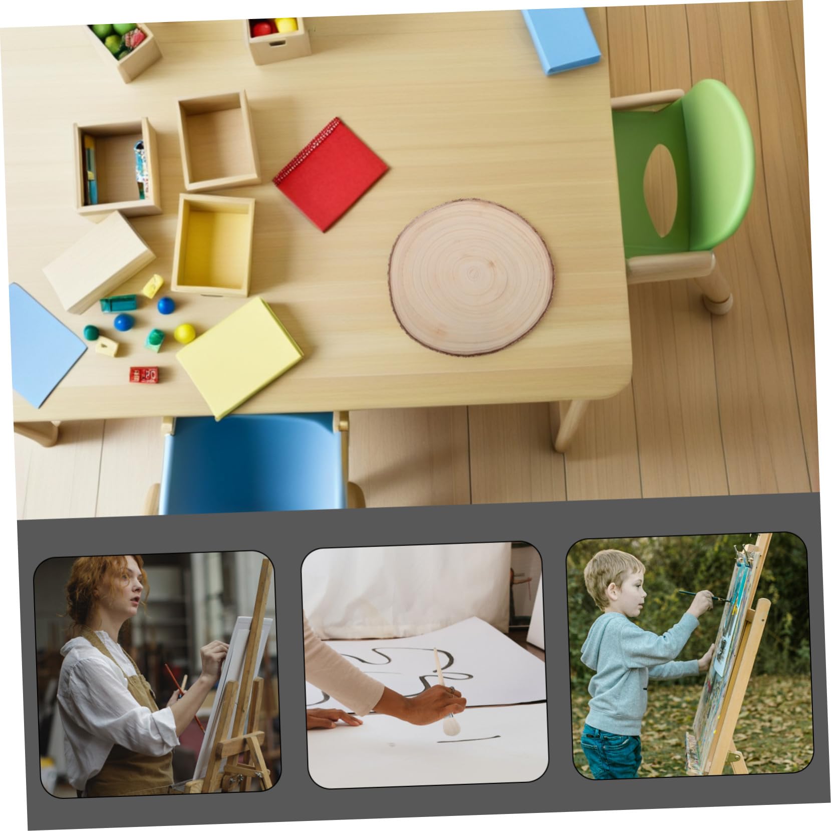 Fette di Legno Naturali 2 Pezzi per Decorazioni Artigianali | Beige, per Lavori Creativi di Natale e Arte, Adatte a Professionisti e Principianti