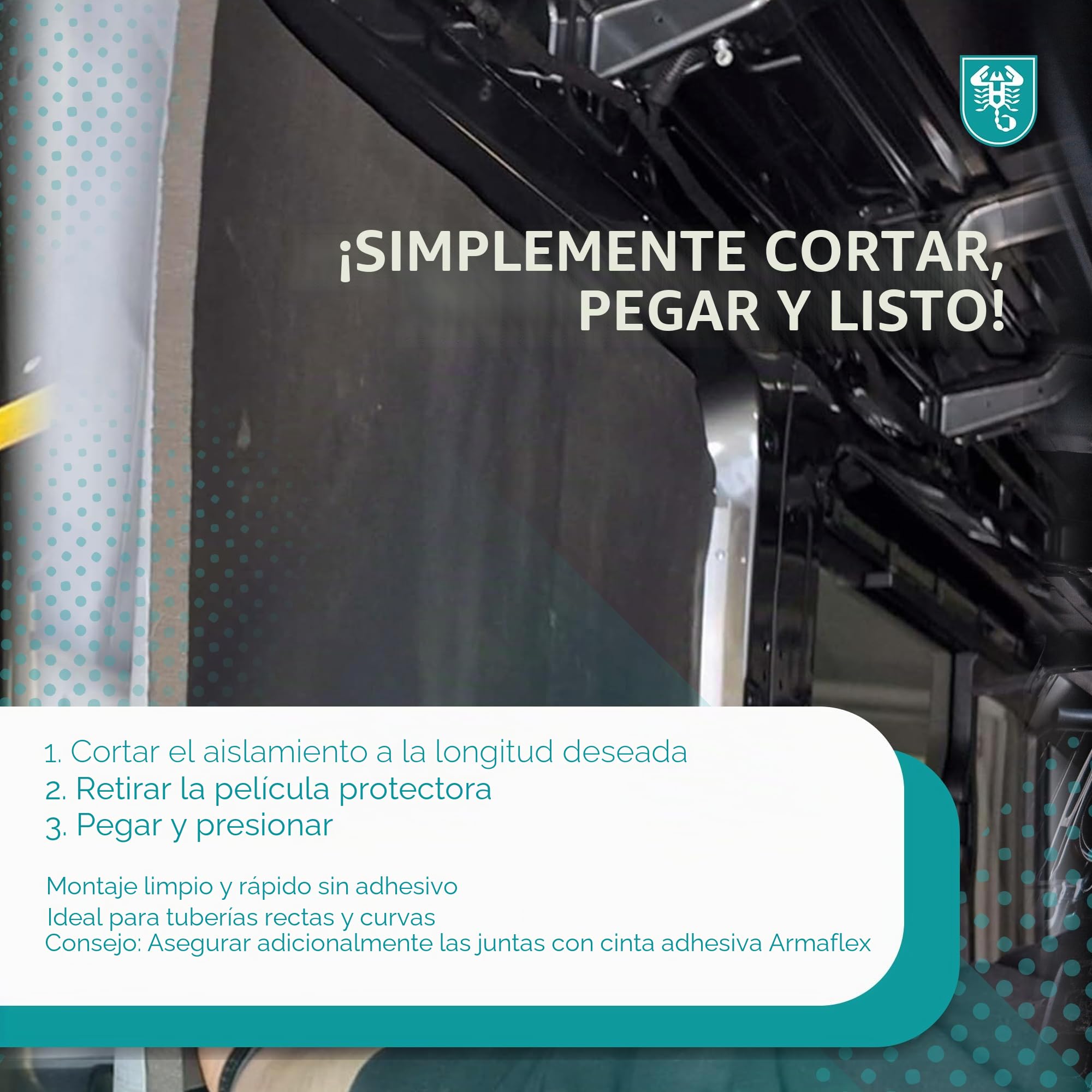 Armaflex® Armacell® Láminas de goma Home originales autoadhesivas (grosor de aislamiento: 19 mm, 1000 x 6000 mm = 6 m²) + guantes rojos + Cordón Scorprotect®