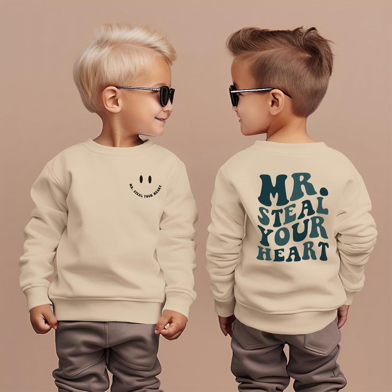 BOUTIKOME Toddler Boy Valentines Sweatshirts Mr. Steal Your Heart Shirts Baby Long Sleeve Pullover Spring Tops Clothes - Image 4
