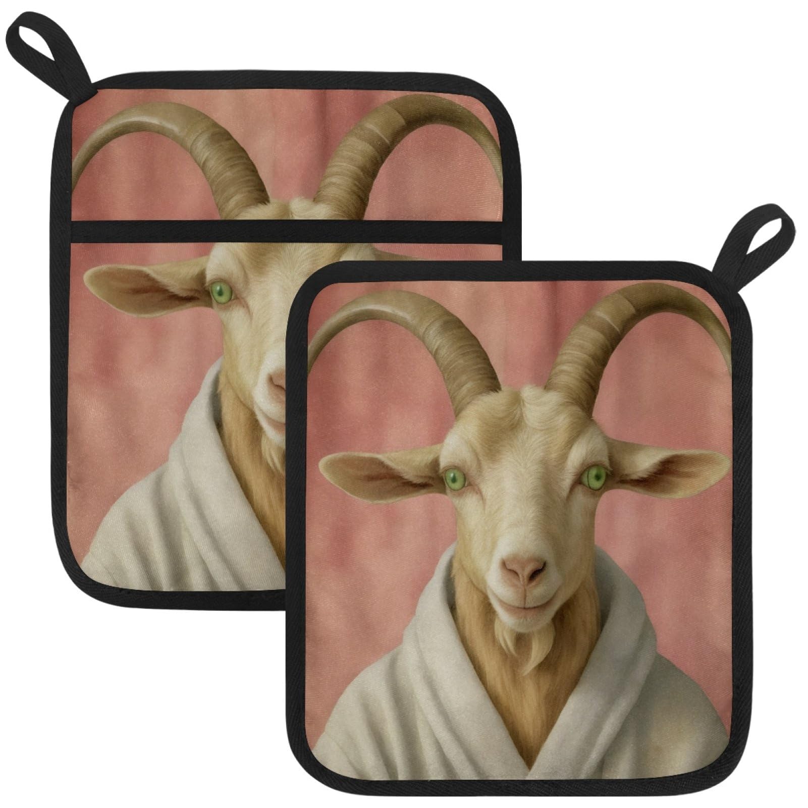 VAPOKF Goat Pot Holder, Heat Resistant Oven Cloths, Potholders & Oven Gloves, for Kitchen Cooking & Baking, Thick & Safe, Protection of Hands From Hot Utensils
