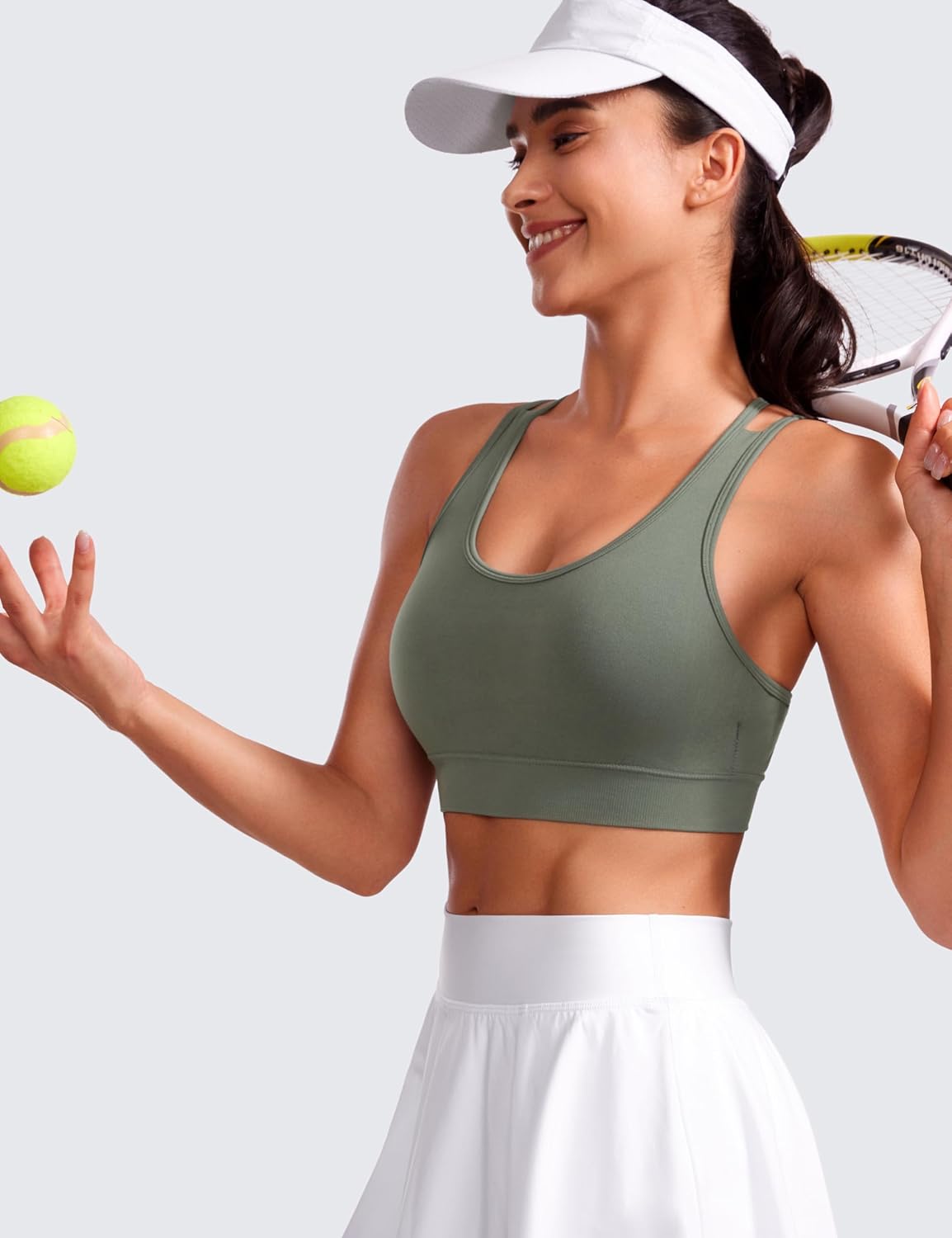 CRZ YOGA Womens Seamless Strappy Longline Sports Bra - Medium Support Scoop Neck Criss Cross Padded Yoga Workout Cami - Image 4