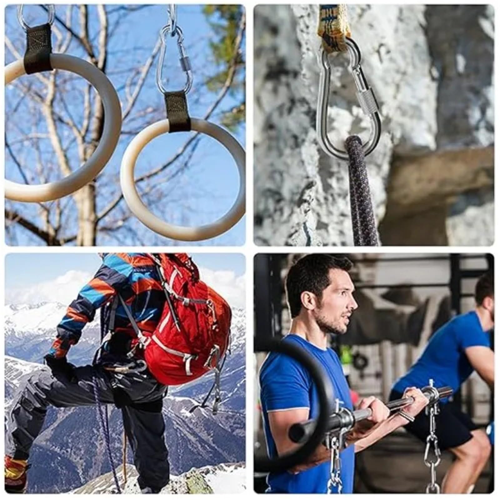 Karabinerhaken Edelstahl Frühling Snap Karabiner Schnalle Sicherheitshaken Quick Link Schlüsselanhänger Clips Outdoor for Gym Hundeleinen(M8x80-LM,20PCS)