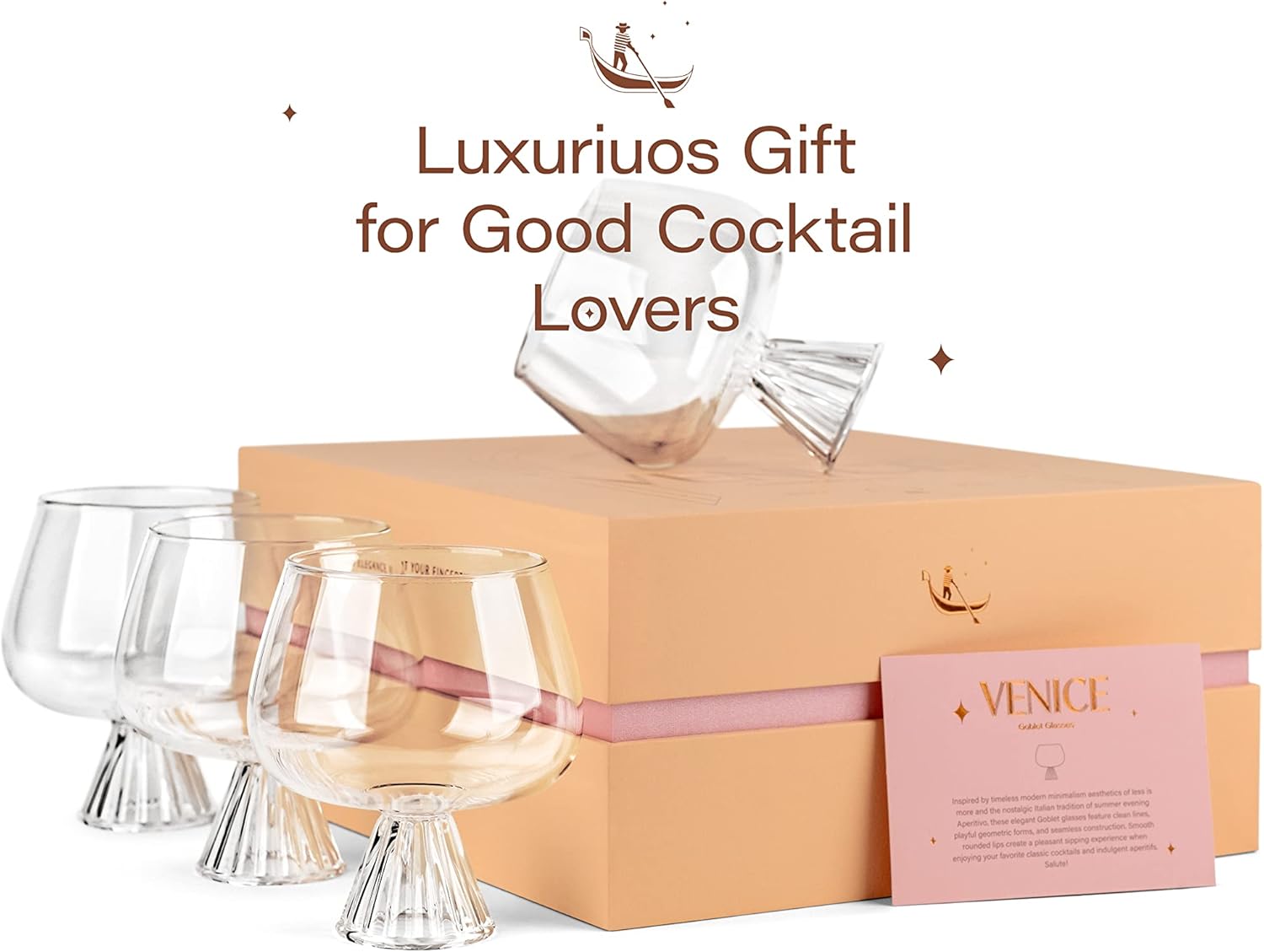 GLASSIQUE CADEAU Venice Goblet Cocktail Glasses for Gin Tonic, Aperol Spritz,Sangria | Modern Glassware Collection | Set of 4 | 17 oz Light Borosilicate Glass Balloons for Home Bar Drinks - Image 6