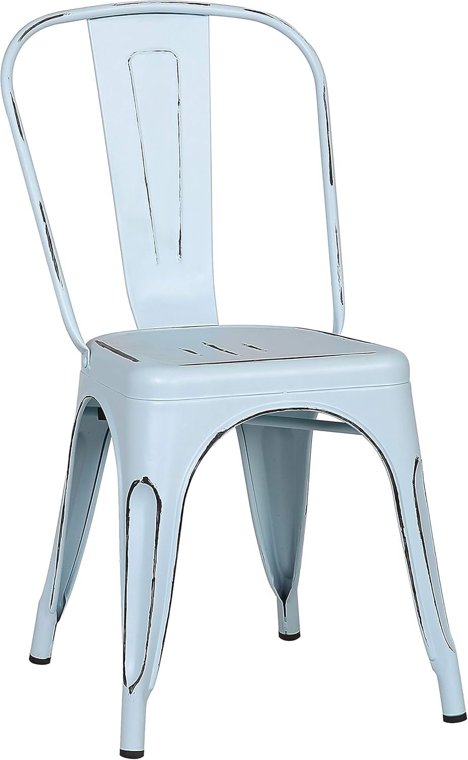 Poly and Bark Metal Modern Dining Chair, Industrial Mid Century Kitchen Cafe Restaurant Side Chair, Stackable, Yellow (Set of 4)