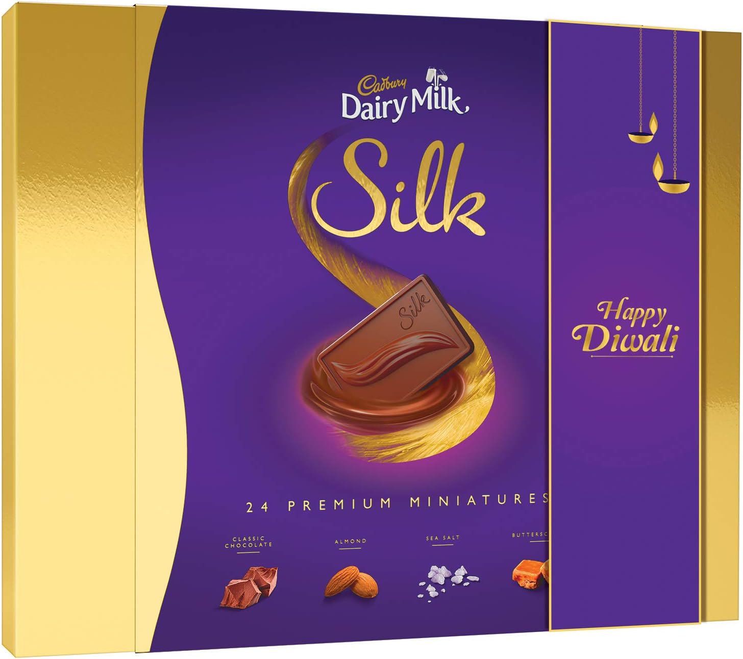 Cadbury Dairy Milk Silk Miniatures Chocolate Gift Pack, 240g with Extra Happy Diwali Sleeve