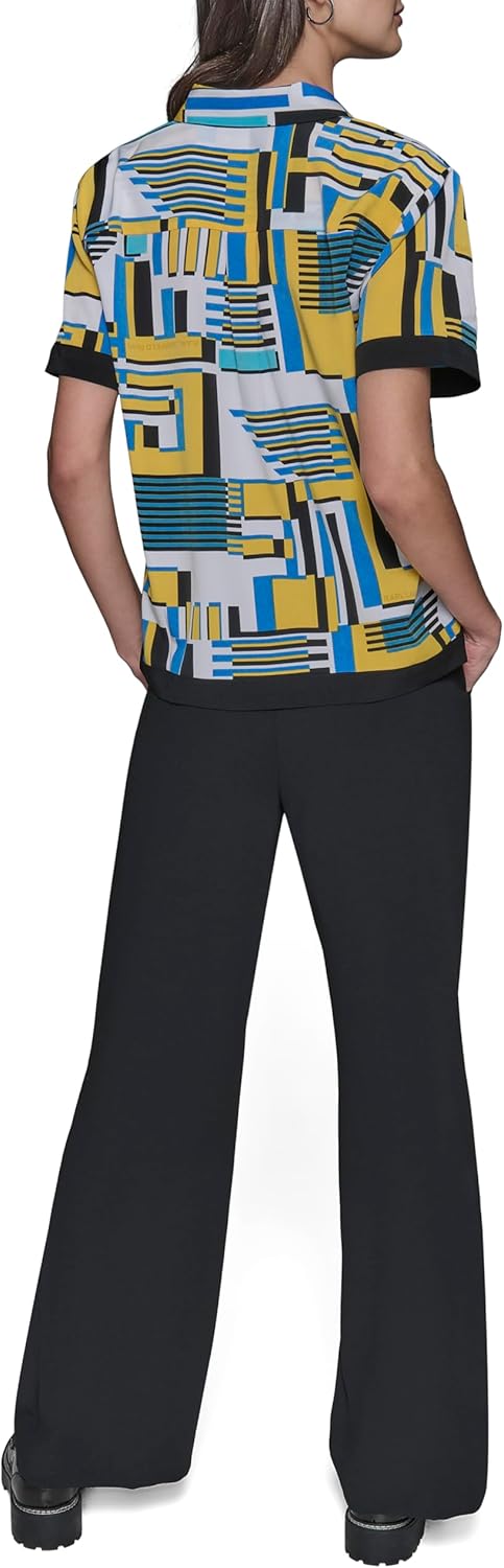 Karl Lagerfeld Womens Multi Collared Essential Camp Shirt Buttom Down - Image 4
