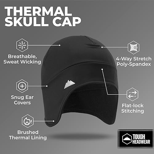 Miniatura 23 de Tough Headwear Gorras térmicas para casco para hombre, para invierno, gorra de casco y gorras de ciclismo para correr, esquiar, deportes de invierno