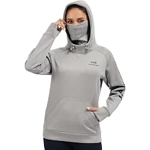 BASSDASH Womens Fleece Fishing Hoodie with Neck Gaiter Water Resistant Performance Hiking Sweatshirt Pullover