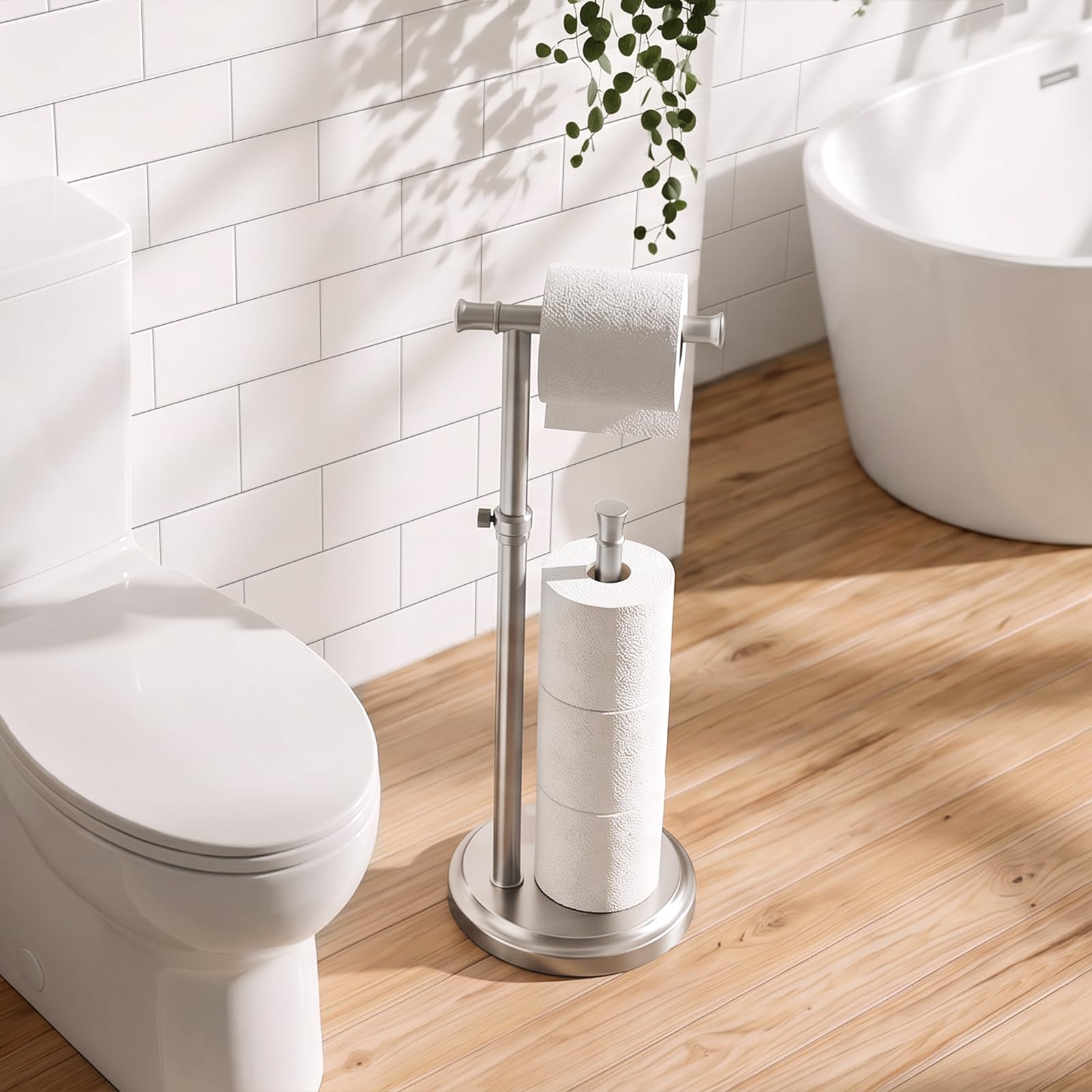 Hoimpro Toilet Paper Holder Stand Tissue Roll Holder Brushed Nickel — Amazon image 9