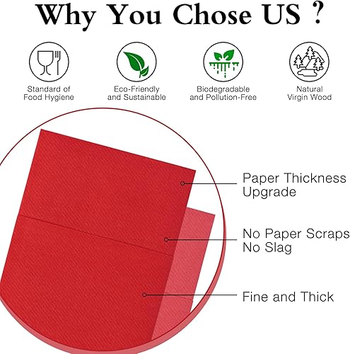 Miniatura 4 de Lylllwly Servilletas de papel rojas desechables, servilletas de cena con bolsillo integrado para cubiertos, servilletas de tela, preplegadas para