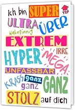 PICTALOO Congratulations Card Passed Exam "Super Ultra Proud" - High Quality Cool Greeting Card for Graduation, Graduation, Training, Gift Abi, Bachelor, Funny Card A6 with Envelope