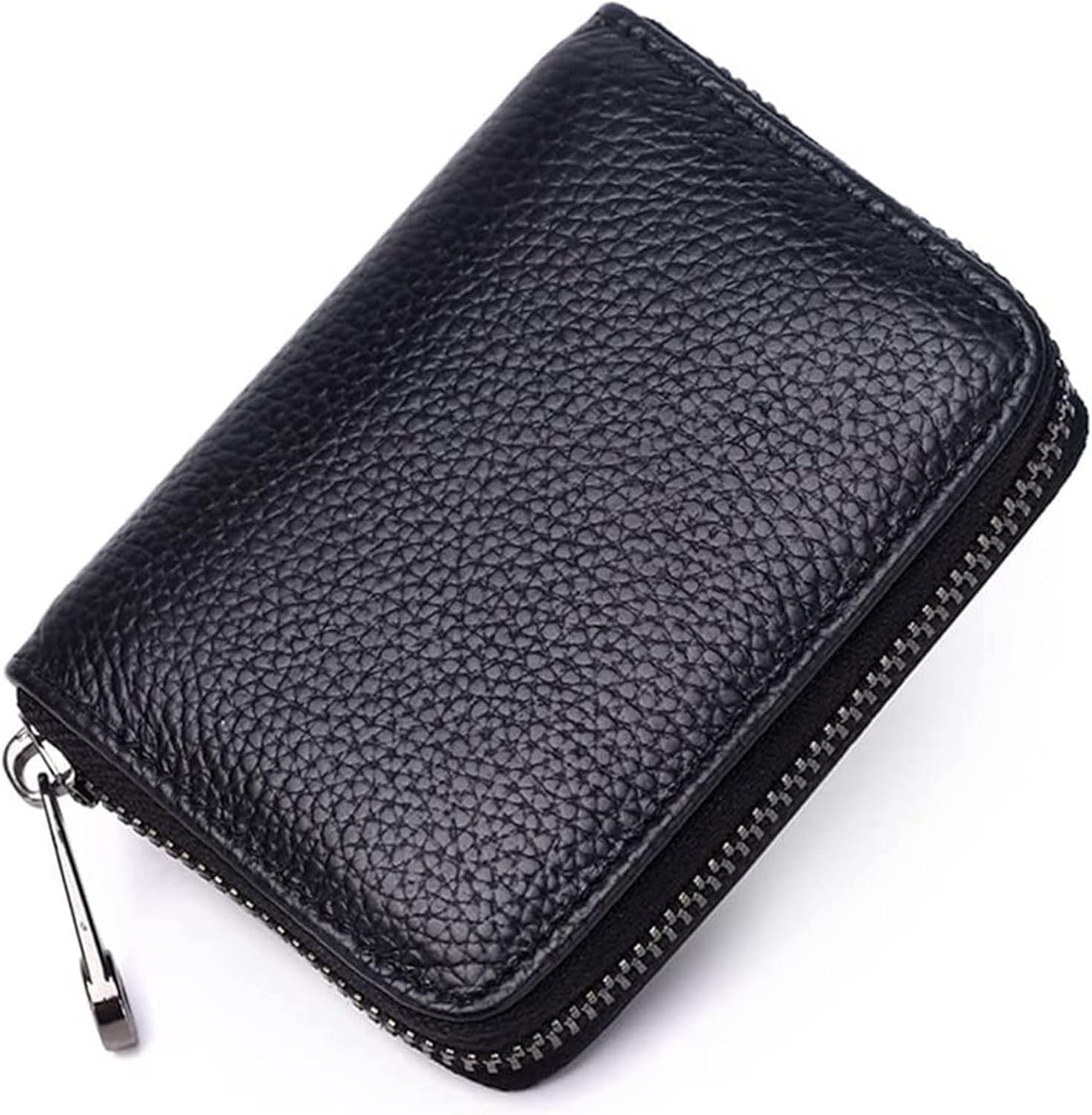 Men Business Card Holder Leather Credit Card Holder Women Zipper Pocket Unisex Card Case Zipper Coin Purse