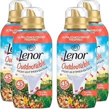 Lenor Outdoorable Fabric Conditioner, First Day of Spring, Ultra Concentrated, 45 Washes, 630ml, Pack of 4