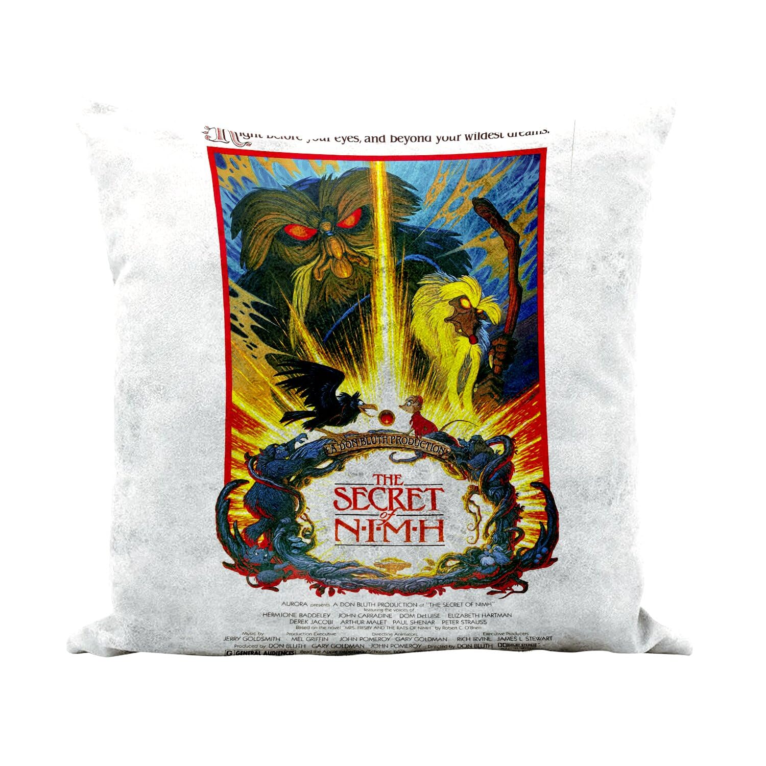 Coussin de cinéma vintage Secret de Nimh pour créer un coin lecture rétro et confortable